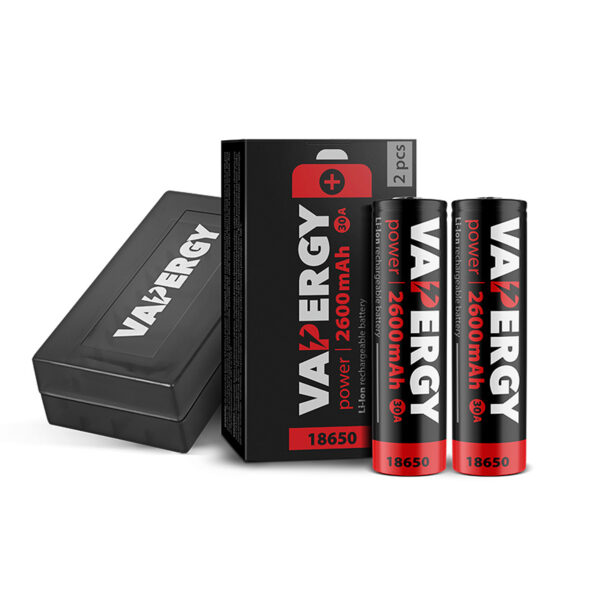 Vapergy Power akkumulátorok 18650, 2600mAh, 30A - 2db + tartótok